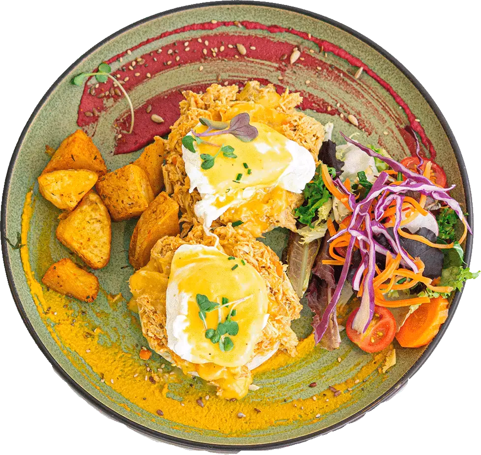 Chicky Bloom Benedict - Huevos poché con pollo y salsa holandesa